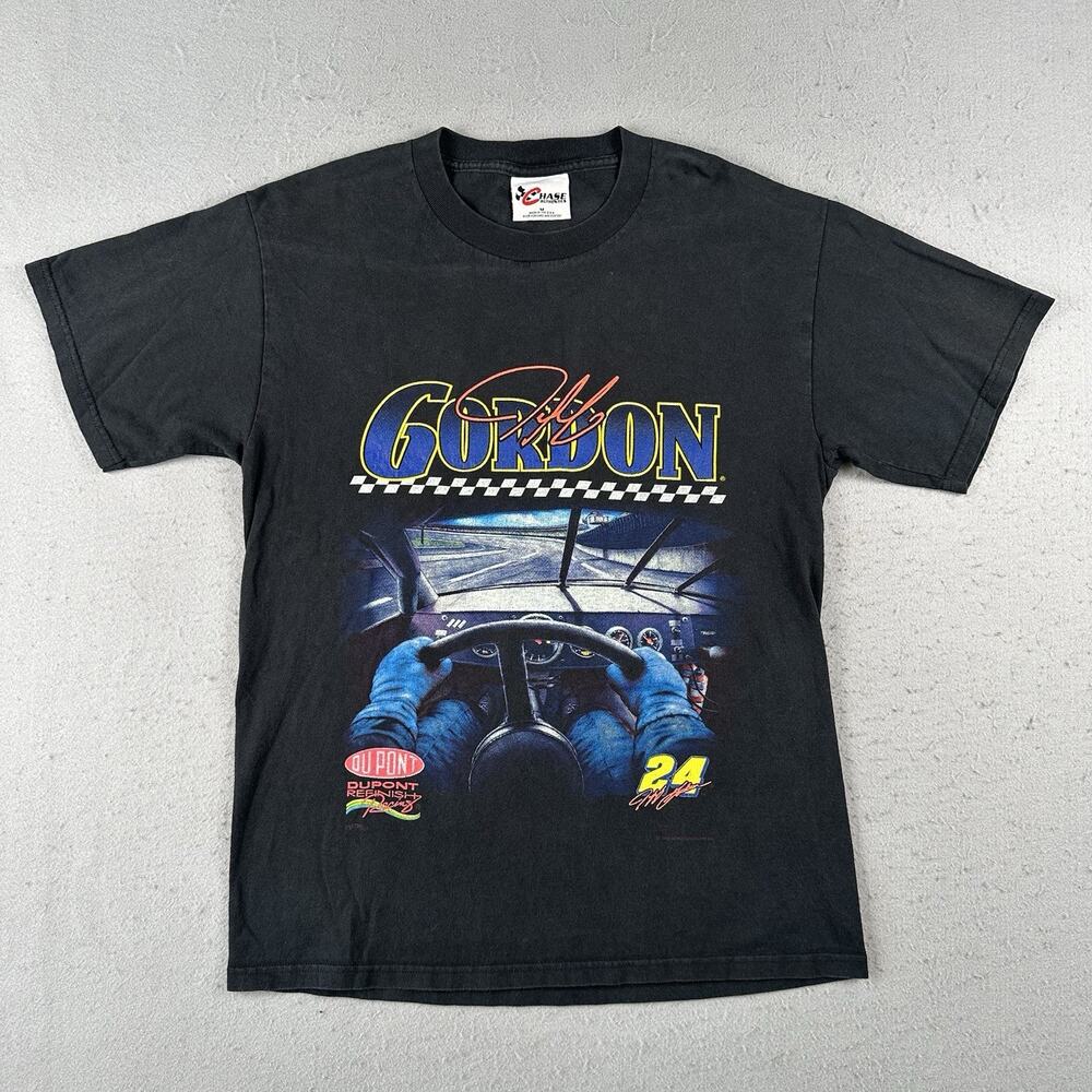 Vtg 1997 Jeff‎ Gordon T Shirt Men’s Medium Black Racing Nascar Du Pont